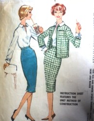 5073 1959 LS BLOUSE,OPEN BOXY JACKET,SLIM SKIRT PATTERN 16 36''